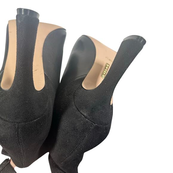 Louise et Cie Black Leather Sock Ankle Boots Women’s 8.5 Pointed Toe High Heel - Picture 7 of 12